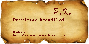 Priviczer Kocsárd névjegykártya